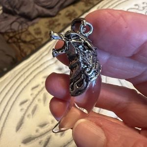 Clear crystal wolf head pendant